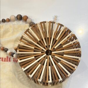 Cult Gaia Beaded wooden two tone crossbody beach vacation